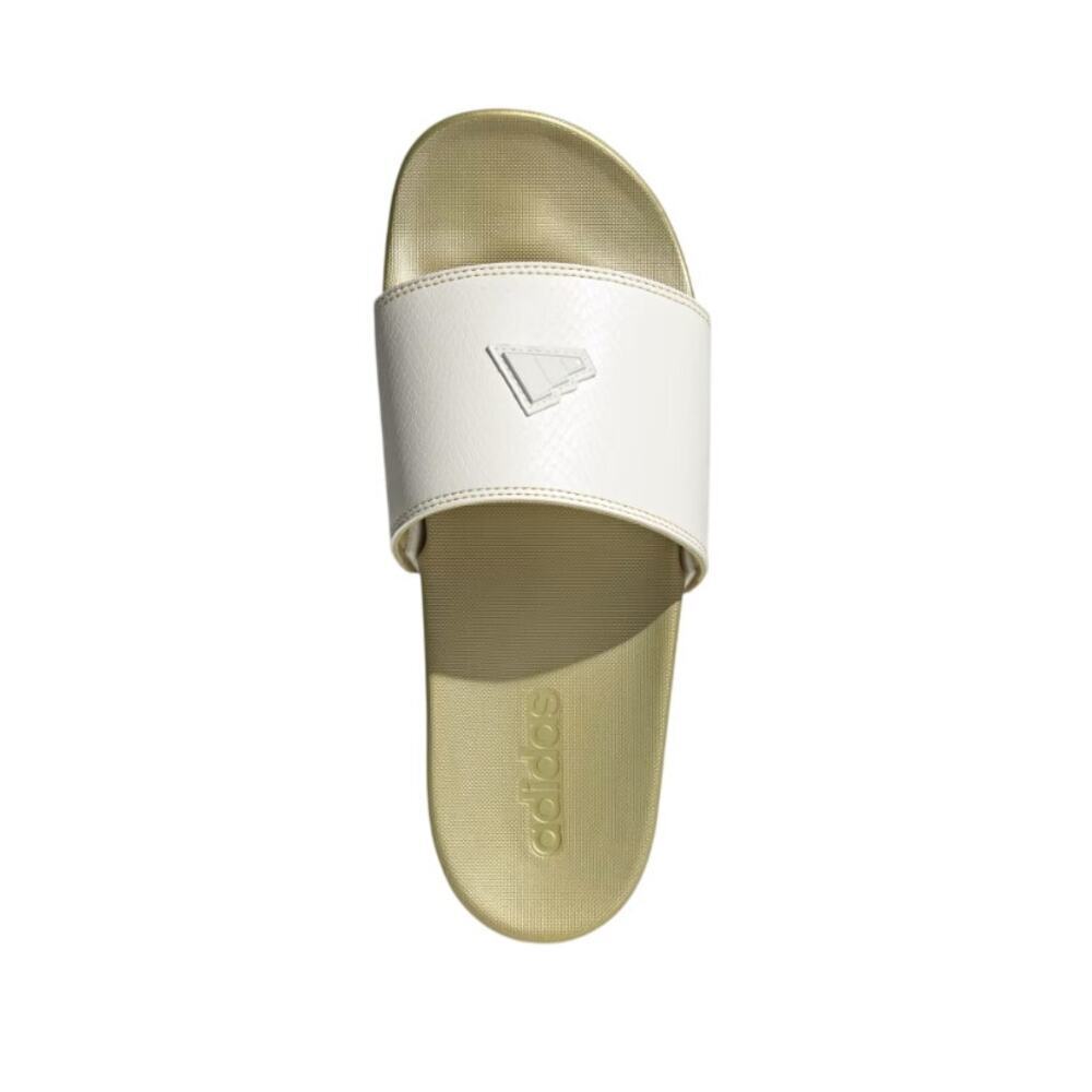 Adidas Unisex White Gold Metallic Adilette Comfort Slide Sandals Size M10 W11 - Picture 10 of 11